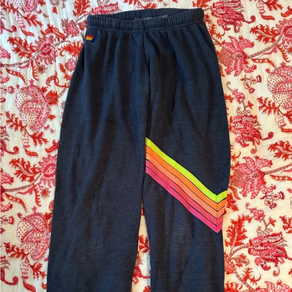 Aviator Nation sweatpants chevron 5 sweatpants in heather neon! size small